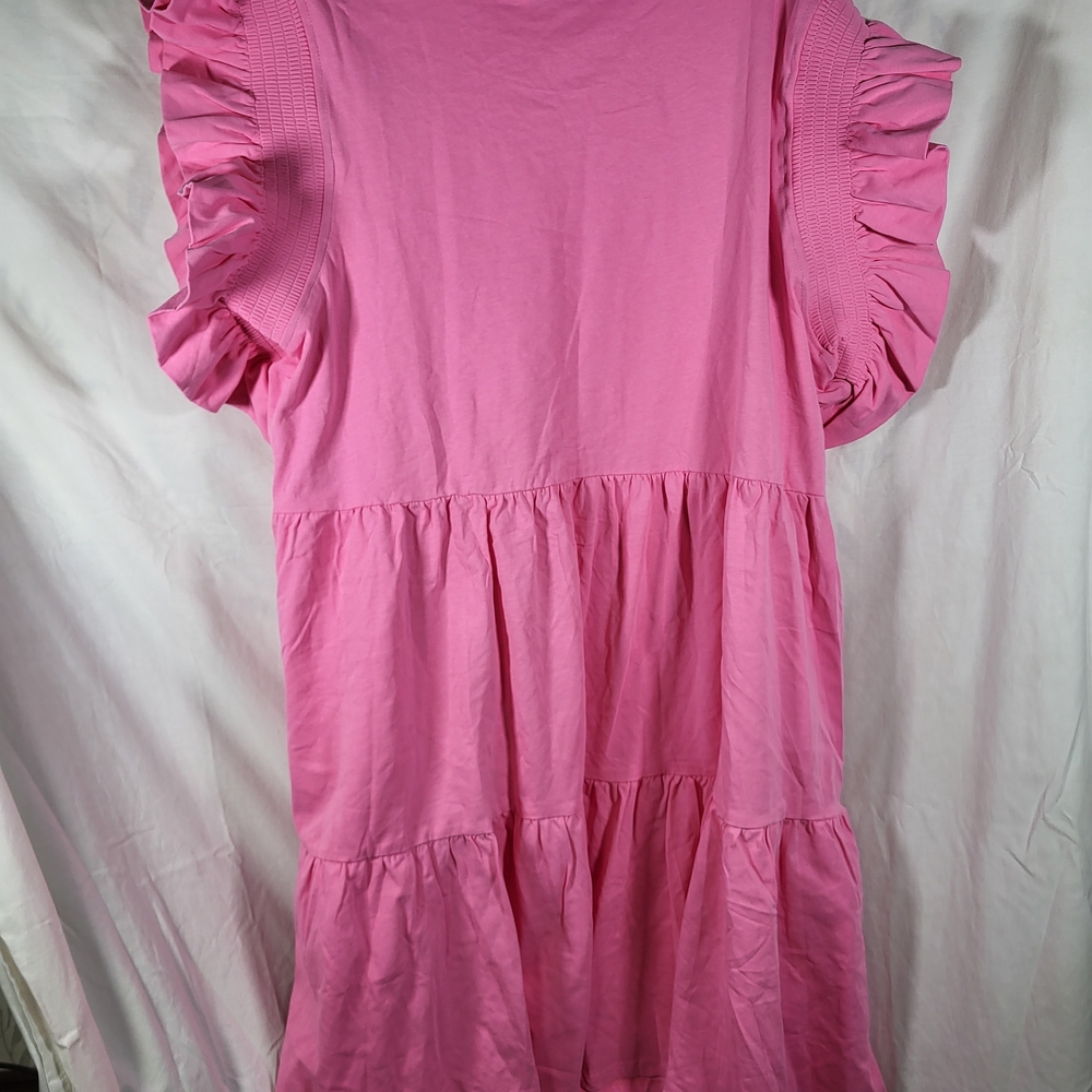 Nwt Womens Plus Size 3X English Factory Pink Ruffled Mini Dress - Picture 3 of 4